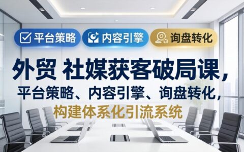 外贸社媒获客实战课：平台策略、内容引擎、询盘转化，打造体系化引流系统（2026年3月更新）