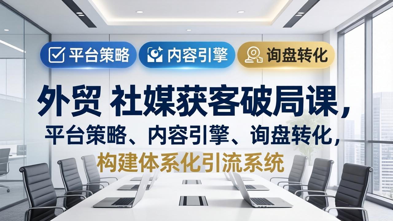 外贸社媒获客实战课：平台策略、内容引擎、询盘转化，打造体系化引流系统（2026年3月更新）