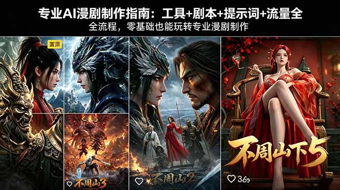 AI漫剧制作变现指南：工具+剧本+提示词+流量全流程，零基础实战掌握专业方法