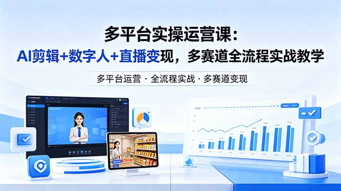2026年4月29更新：AI剪辑+数字人+直播变现多平台实战课程 - 多赛道全流程指南
