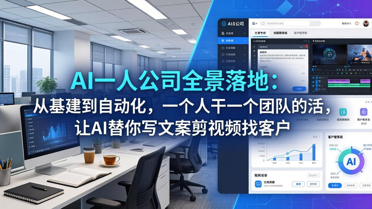 AI一人公司落地实操指南：从基建到自动化，单人高效运作与AI处理文案视频客户开发策略