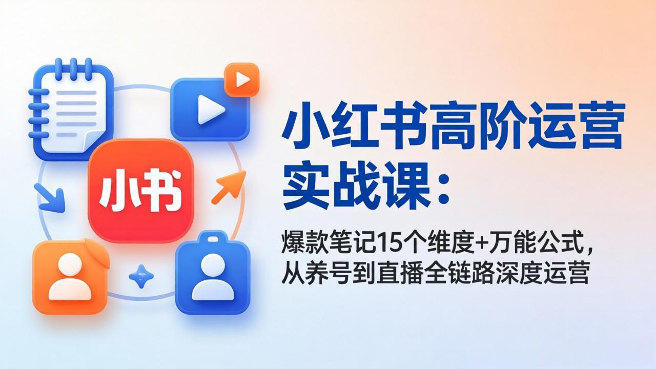 小红书运营实战教程：爆款笔记15维度+万能公式，从养号到直播全链路变现攻略