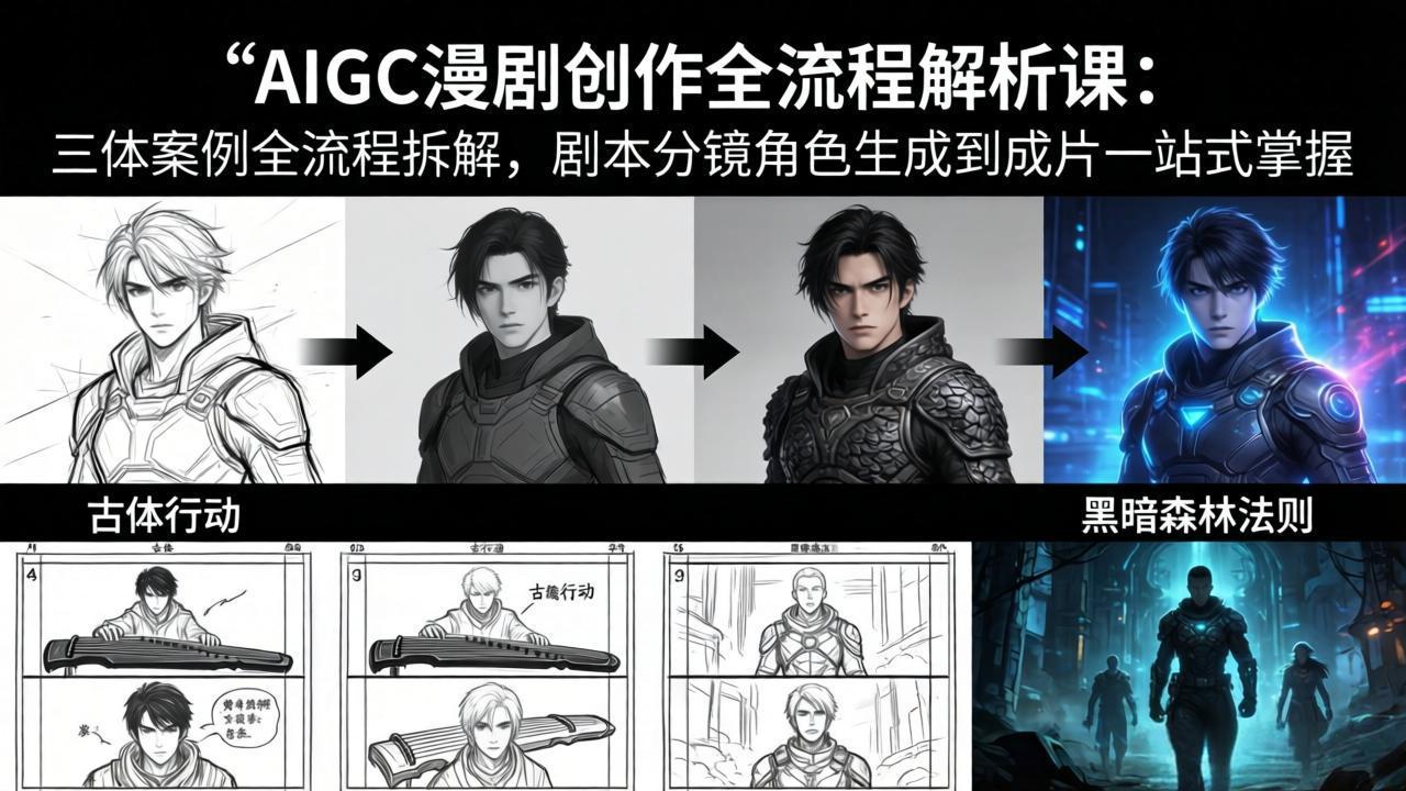 AIGC漫剧创作全流程教程：三体案例实操拆解，剧本分镜角色生成到成片变现指南