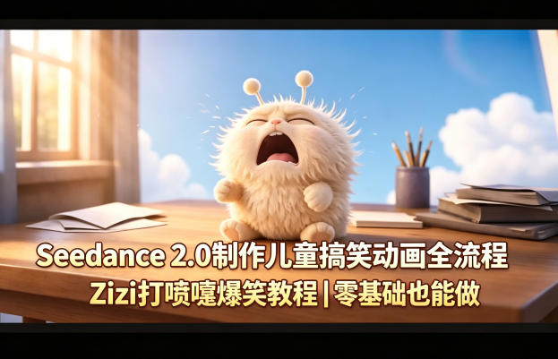 Seedance 2.0 Zizi打喷嚏动画制作全流程实战教程｜零基础变现方法