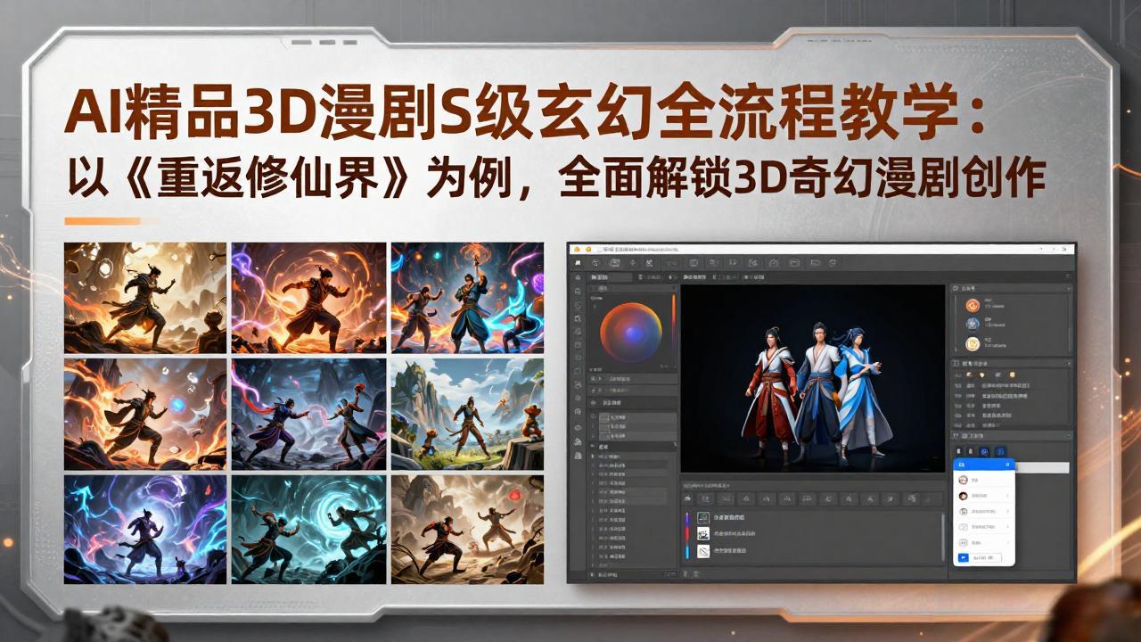 AI精品3D奇幻漫剧创作全流程教程：以《重返修仙界》为例，实战解锁变现策略