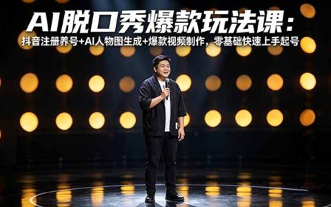 AI脱口秀实操指南：抖音养号+AI人物图生成+爆款视频制作，零基础快速变现项目