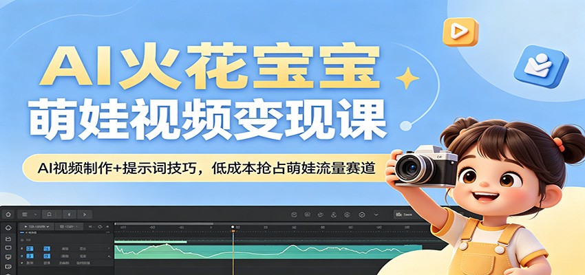 AI萌娃视频变现实操指南：AI制作+提示词技巧，低成本布局萌娃赛道实测案例