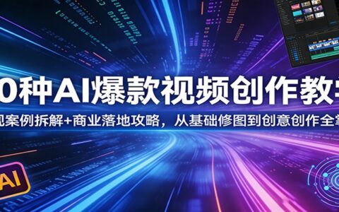 50种AI视频创作实战教程：影视案例拆解+商业变现攻略，从基础修图到创意创作完整指南