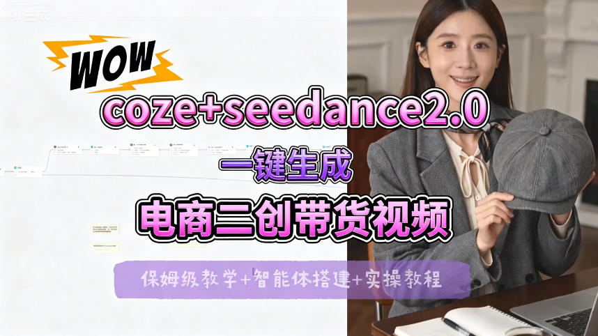 【Coze工作流+seedance2.0电商二创带货视频变现实操指南，全流程保姆级教程】