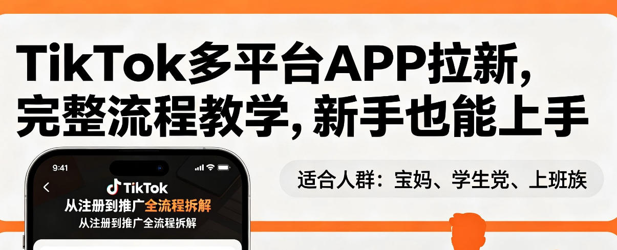 TikTok多平台APP拉新实操指南：新手快速上手完整流程，出海变现策略