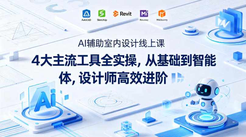 AI辅助室内设计线上课｜4大主流工具全实操，设计师高效变现实战指南