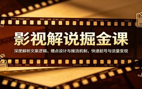 影视解说实战课程：深度解析文案逻辑、槽点设计与推流机制，快速起号与流量变现