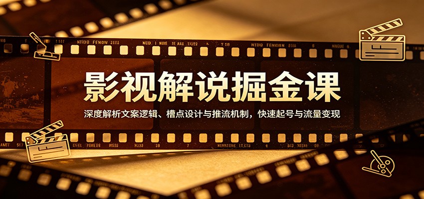 影视解说实战课程：深度解析文案逻辑、槽点设计与推流机制，快速起号与流量变现