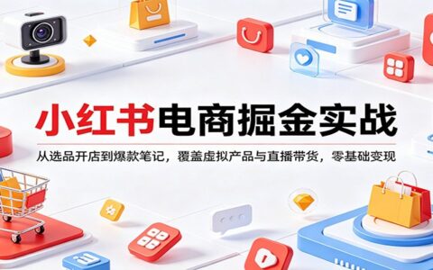 小红书电商变现指南：从选品开店到爆款笔记，覆盖虚拟产品与直播带货，零基础实操