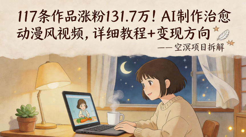 117条作品涨粉131.7W！AI制作治愈动漫风视频详细教程与变现方法