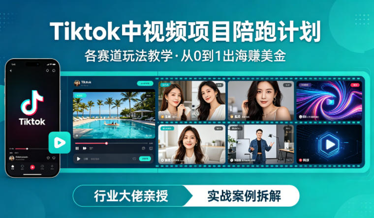 某大佬的TikTok中视频项目陪跑教程：从0到1出海变现实操指南