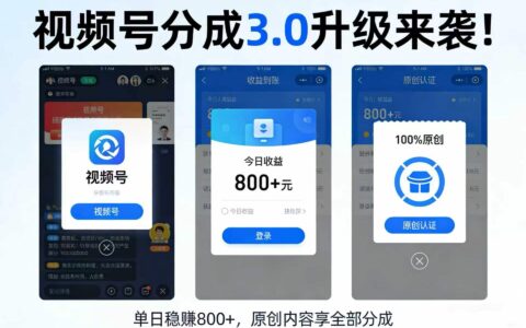 视频号分成 3.0 实战指南：100步骤% 原创内容高效变现策略