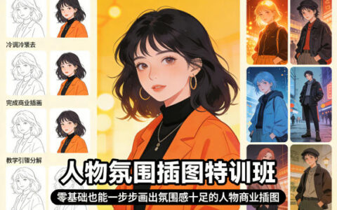 人物氛围插图课程：零基础实操指南，一步步绘制商业插画实现变现