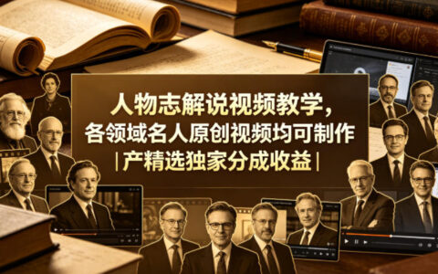 人物志解说视频制作实操教程：各领域名人原创案例变现攻略