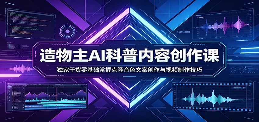 AI科普内容创作课：独家干货零基础实操克隆音色文案与视频制作变现指南