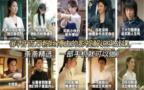 抖音影视解说变现实战课：百万粉丝博主独家教学，一部手机轻松操作