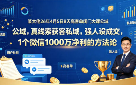 实战派高客单私域变现课：公域引流真线索获客，强人设高效成交，微信盈利策略拆解