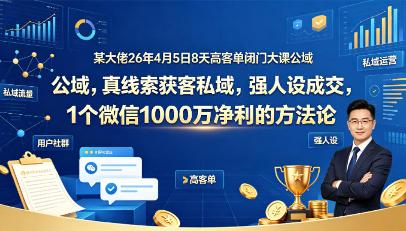 实战派高客单私域变现课：公域引流真线索获客，强人设高效成交，微信盈利策略拆解