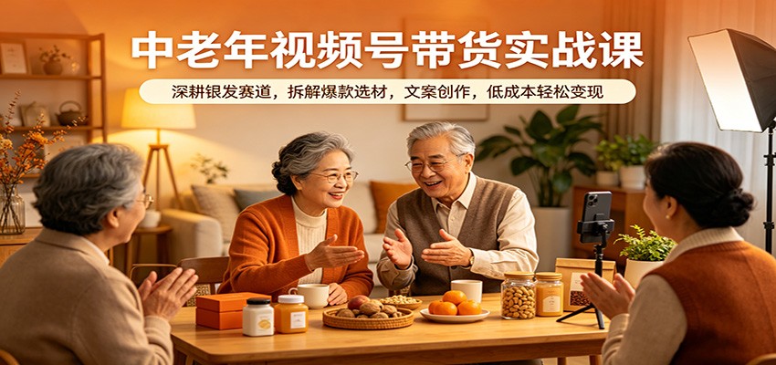 中老年视频号带货实战课：深耕银发赛道，拆解爆款选材与文案创作，低成本变现策略