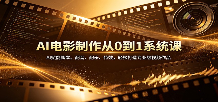 AI电影制作从0到1系统课：AI赋能脚本、配音、配乐、特效，实战打造专业级视频作品