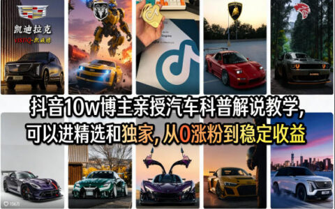 抖音10w博主实战汽车科普解说课程：从0涨粉到被动收入策略（含视频教程+1T素材）