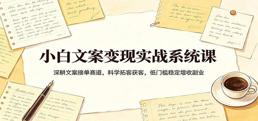文案变现实战课程：文案接单策略与获客方法，低门槛副业增收指南