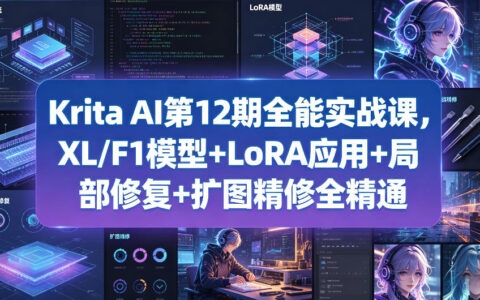 Krita AI第12期变现实战课：XL/F1模型+LoRA应用+局部修复+扩图精修精通指南
