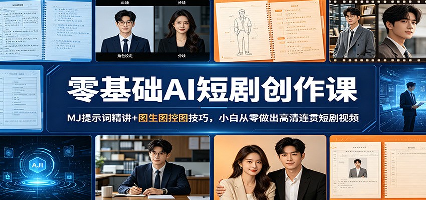 零基础AI短剧创作实战课：MJ提示词精讲与控图技巧，新手从零产出高清连贯视频