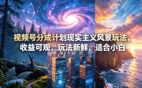 视频号分成计划现实主义风景玩法实战攻略：收益潜力可观，新手友好指南
