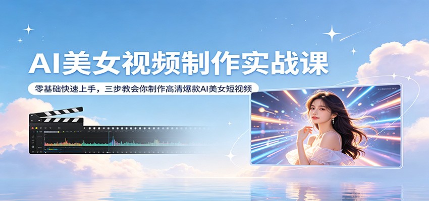 AI美女视频制作实战课：零基础快速上手，三步教你制作高清变现短视频