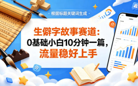 公众号流量主生僻字故事赛道实操指南：流量稳、好上手，新手快速变现方法