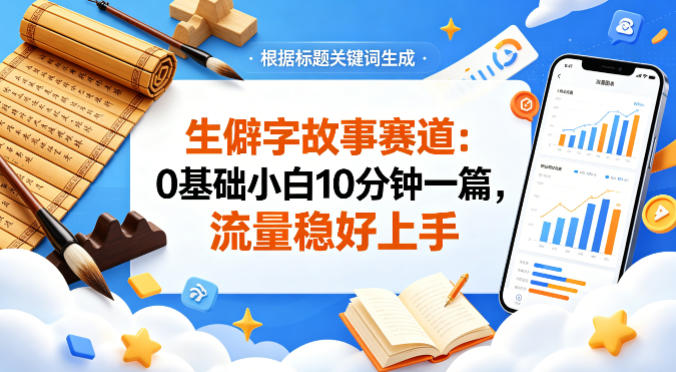 公众号流量主生僻字故事赛道实操指南：流量稳、好上手，新手快速变现方法