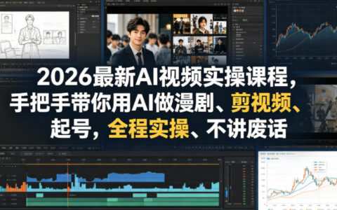 2026最新AI视频实战课程：手把手教你用AI制作漫剧、剪辑视频、账号变现全程实操指南
