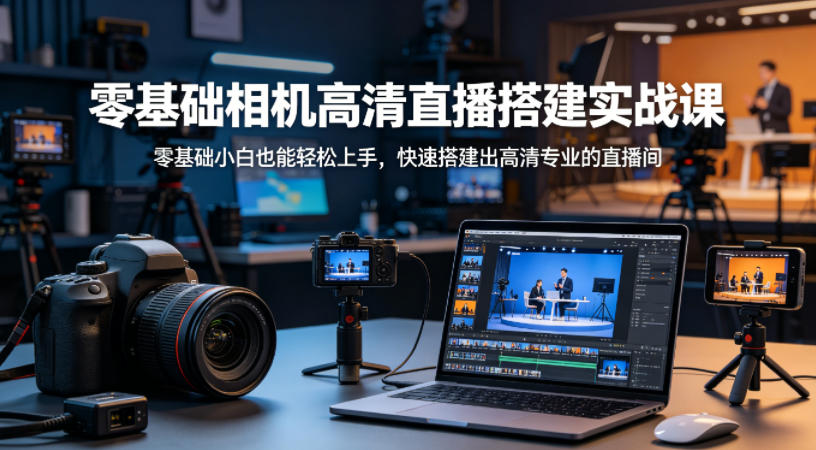零基础相机高清直播间搭建实战指南，高效搭建专业直播间，入门即学变现技巧