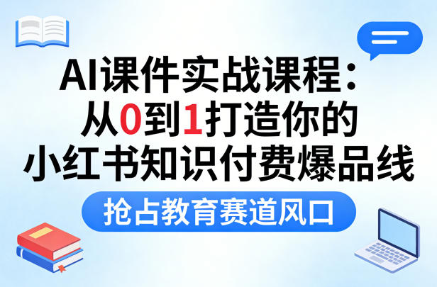 AI课件实战课程：从0到1打造小红书知识付费变现项目