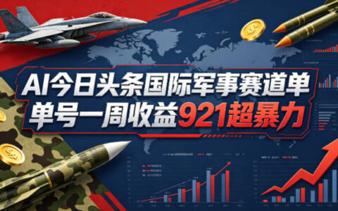 AI今日头条国际军事赛道项目：单号一周收益921实战拆解
