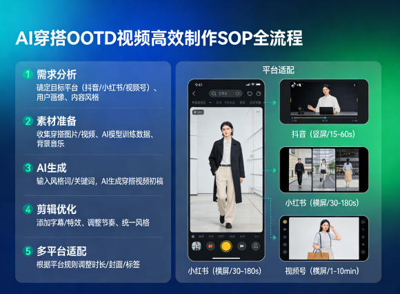 AI穿搭OOTD视频高效制作SOP实战变现指南：适配抖音小红书视频号全平台