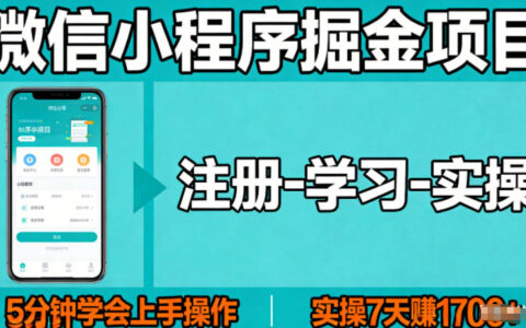 2025微信小程序掘金实战：7天实测收益思路分享
