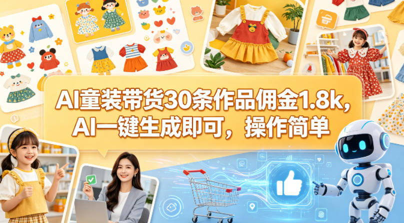 AI童装带货变现攻略：30条作品案例实测，AI一键生成简单操作