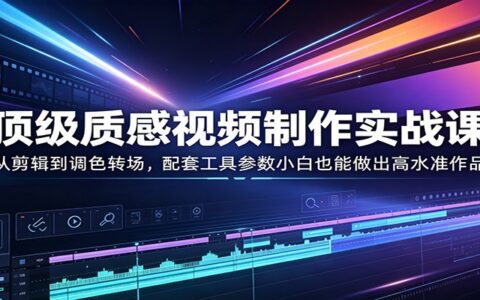 视频变现实战课：从剪辑到调色转场，配套工具参数助小白产出专业作品