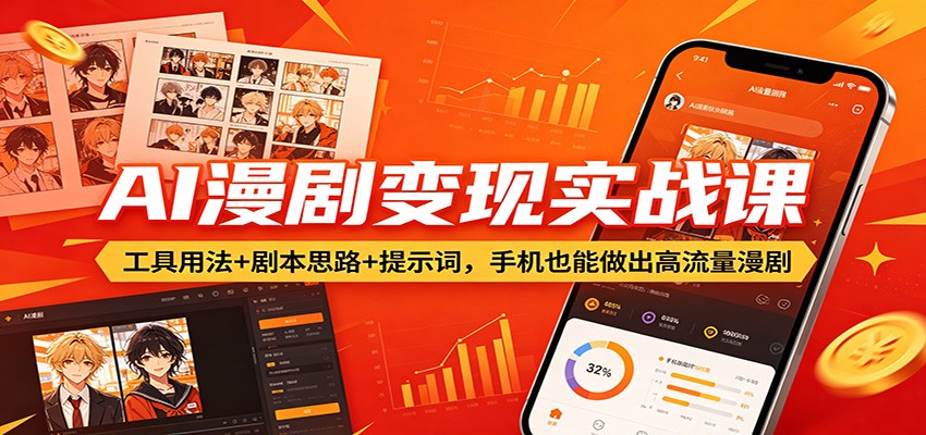 AI漫剧变现实战教程：工具用法+剧本思路+提示词，手机创作高流量内容