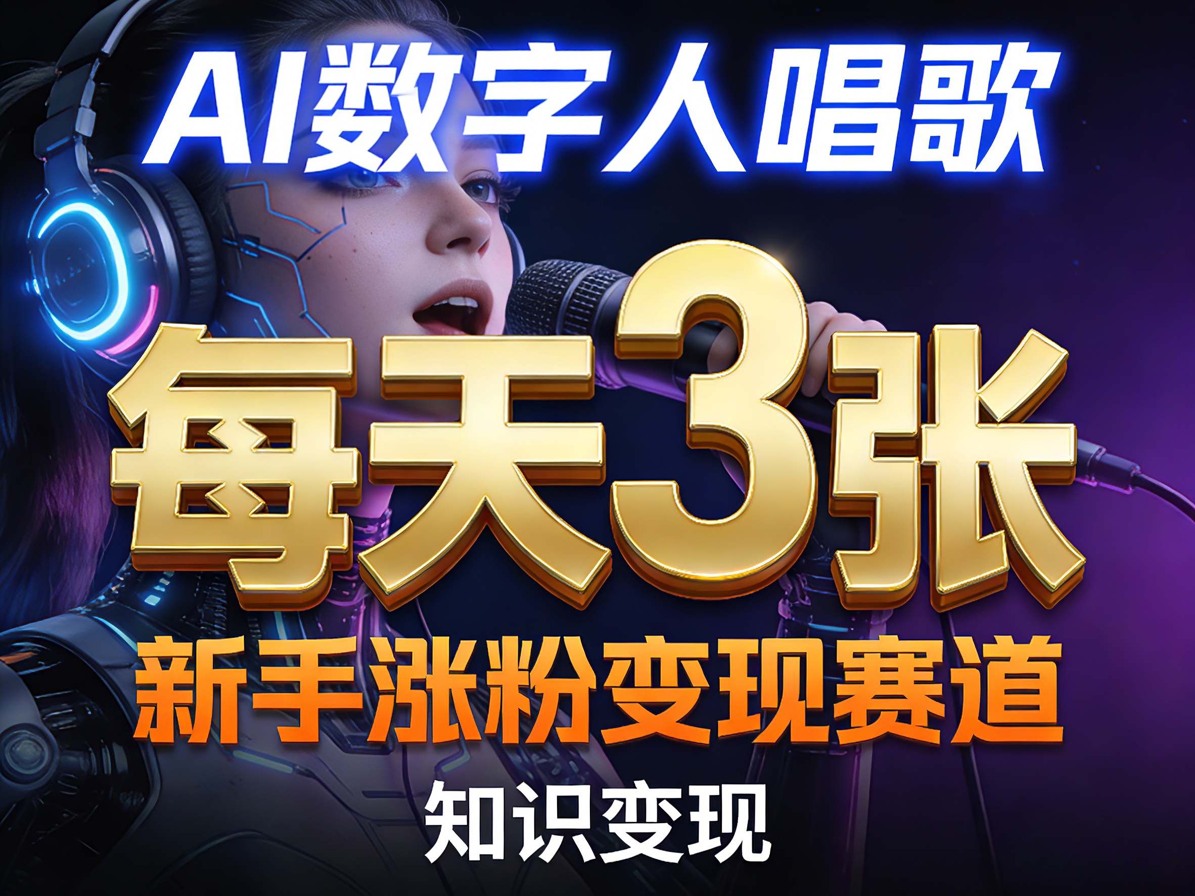 AI数字人唱歌新手涨粉变现项目：知识付费副业实操攻略