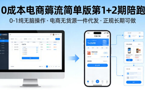 低成本电商盈利实操：无货源一件代发从0到1简单方法，正规长期可持续