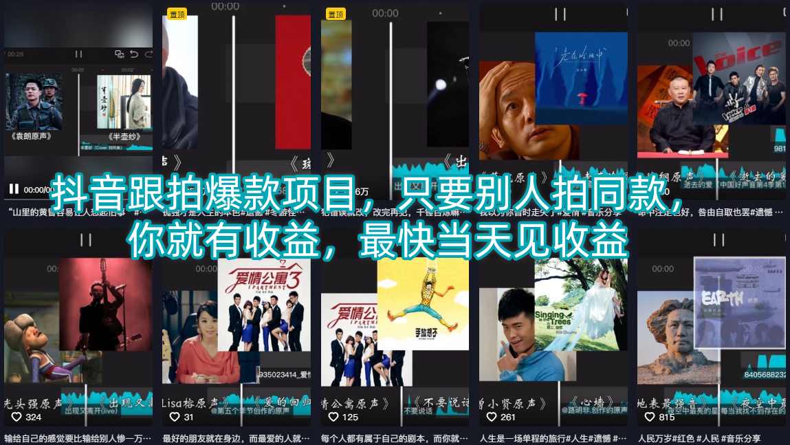 抖音跟拍爆款项目实操：别人拍同款，你获被动收益，快速变现攻略