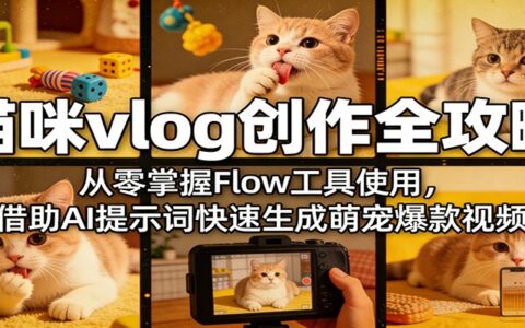 萌宠视频变现实战：零基础掌握Flow工具，用AI辅助创作吸金猫咪Vlog